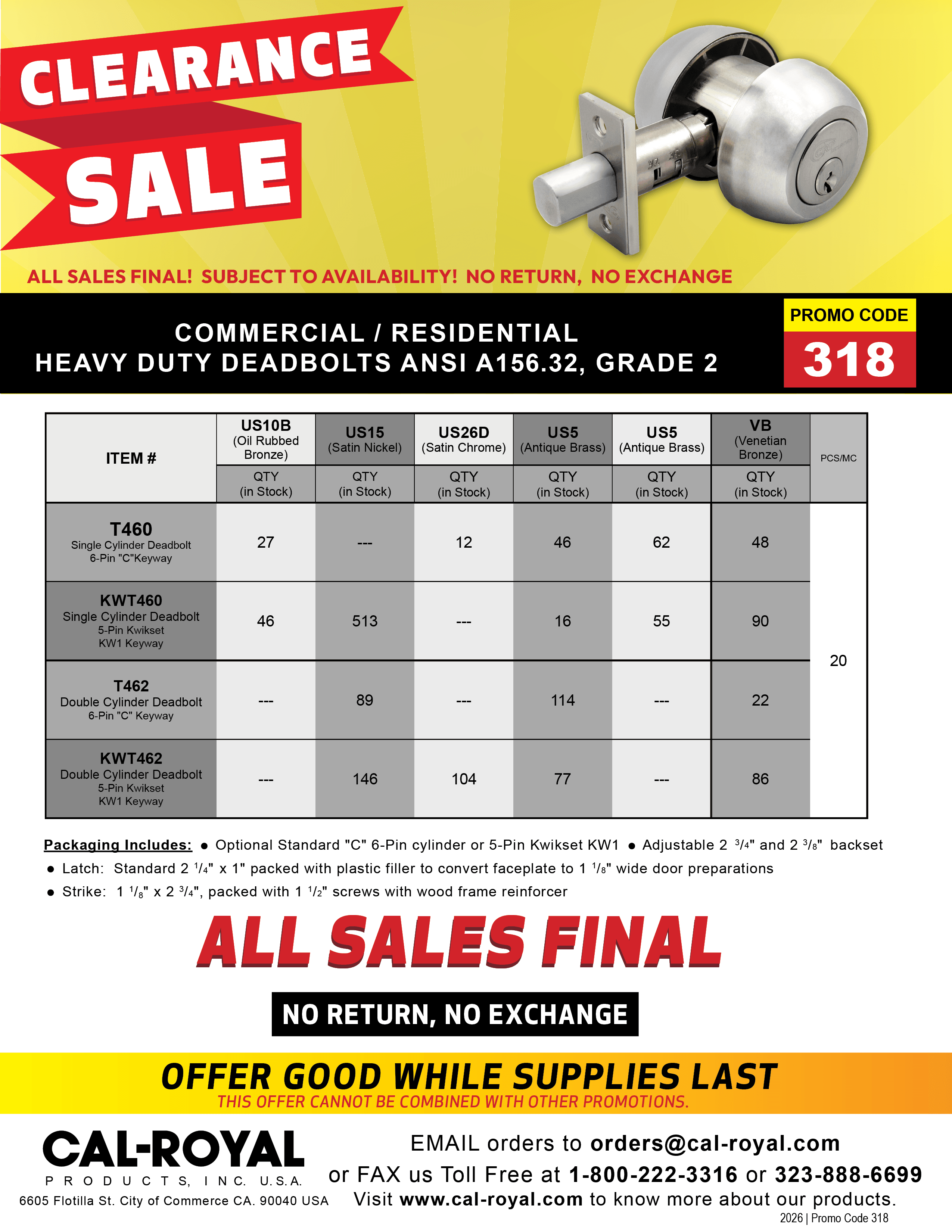 Promo Heavy Duty Deadbolts